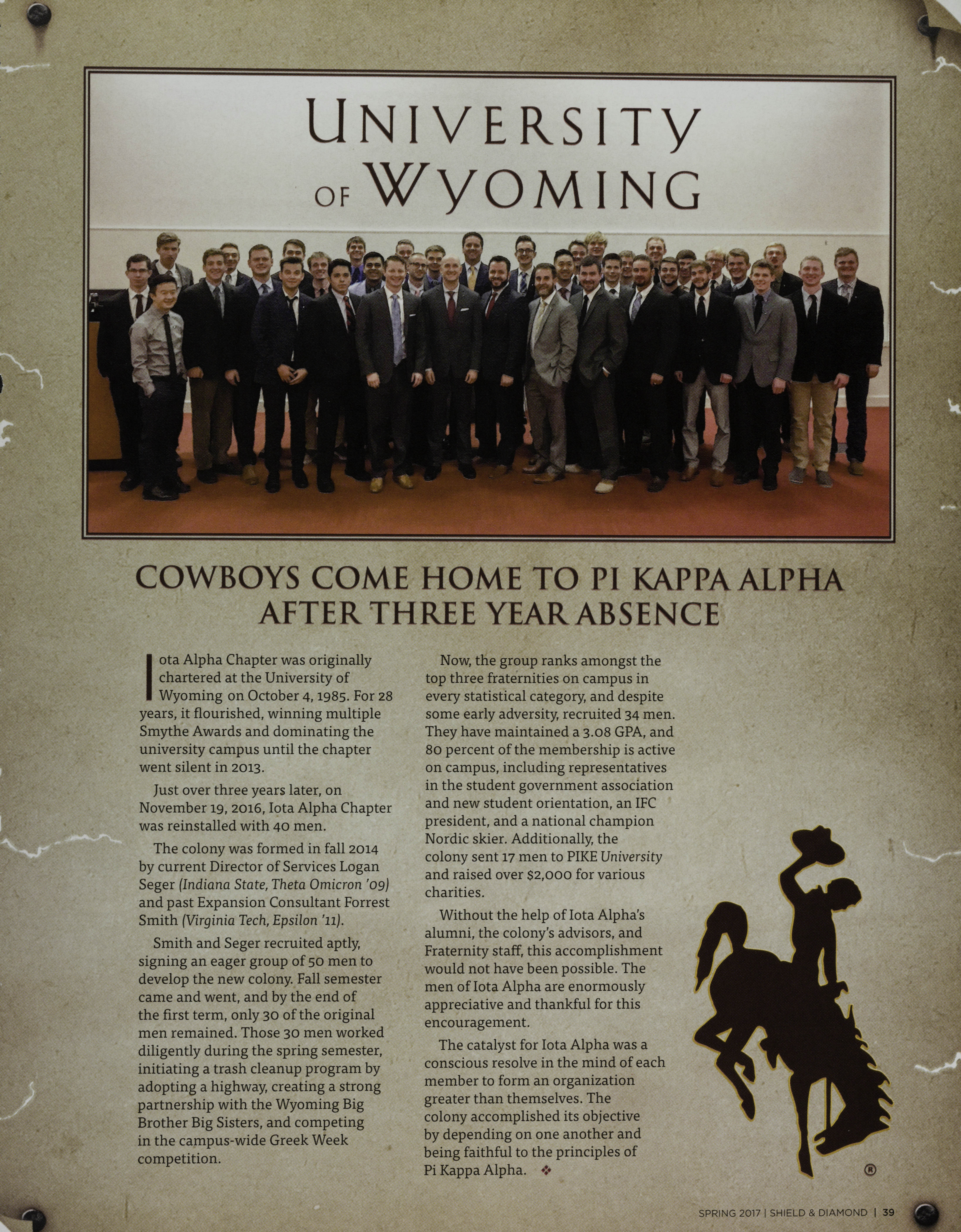 Cowboys Come Home to Pi Kappa Alpha After Three Year Absence Magazine Clipping, Spring 2017