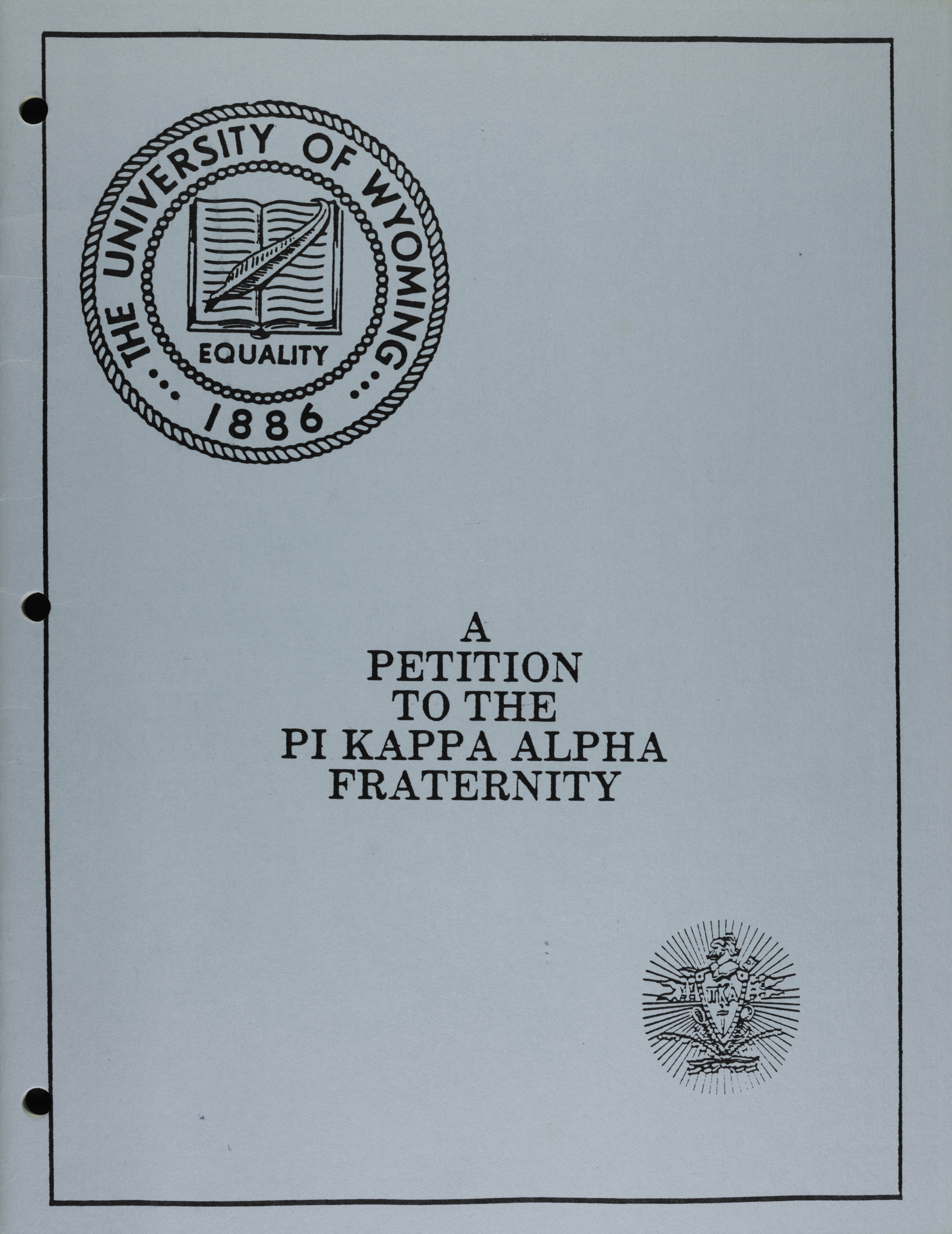 A Petition to the Pi Kappa Alpha Fraternity, 1986