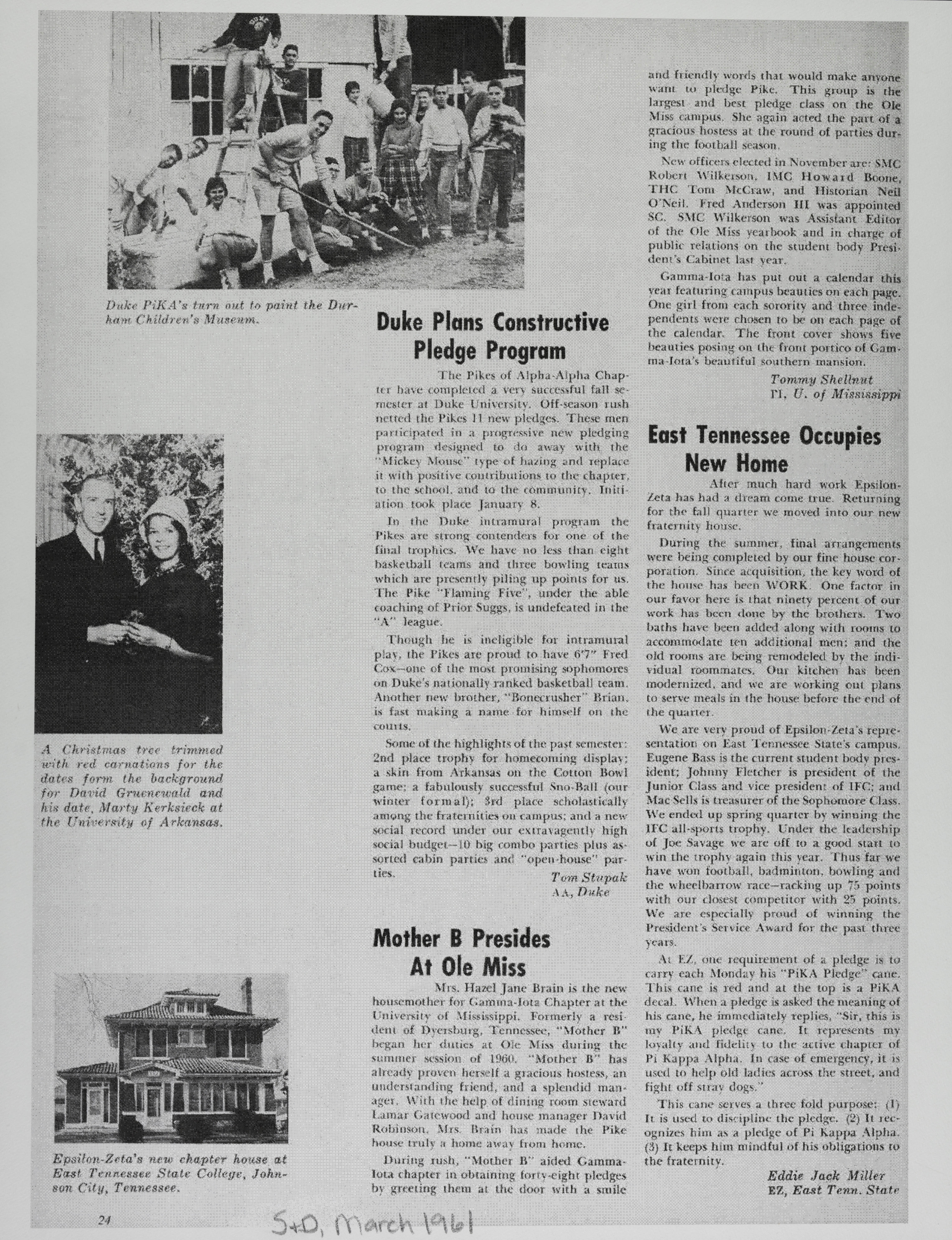 East Tennessee Occupies New Home Magazine Clipping, March 1961