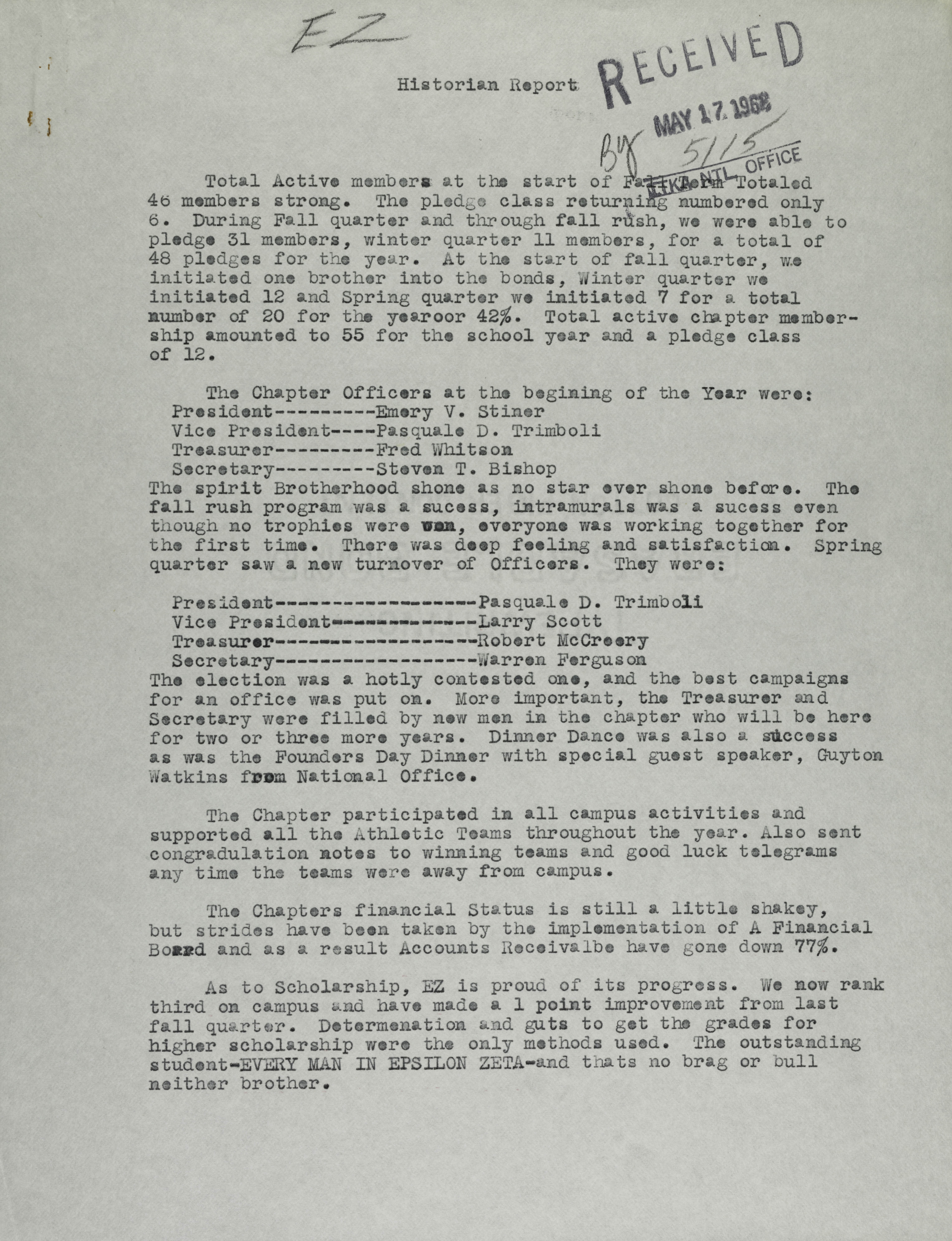 Historian Report, 1967-1968