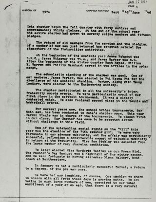 History of Zeta Chapter 2, September 1945- June 1946