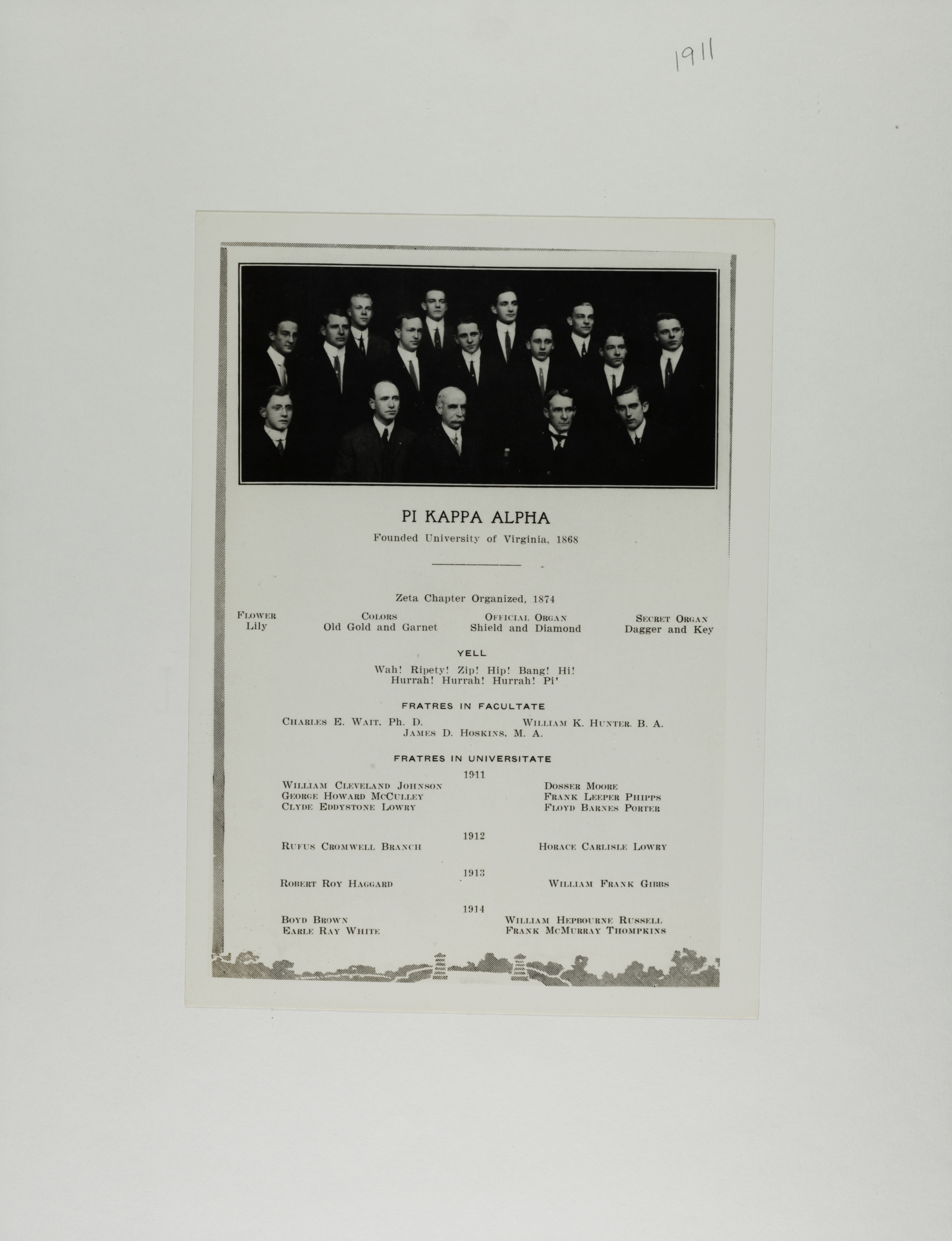 Zeta Chapter Yearbook Clipping, 1911
