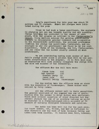 History of Zeta Chapter 2, 1947-1948