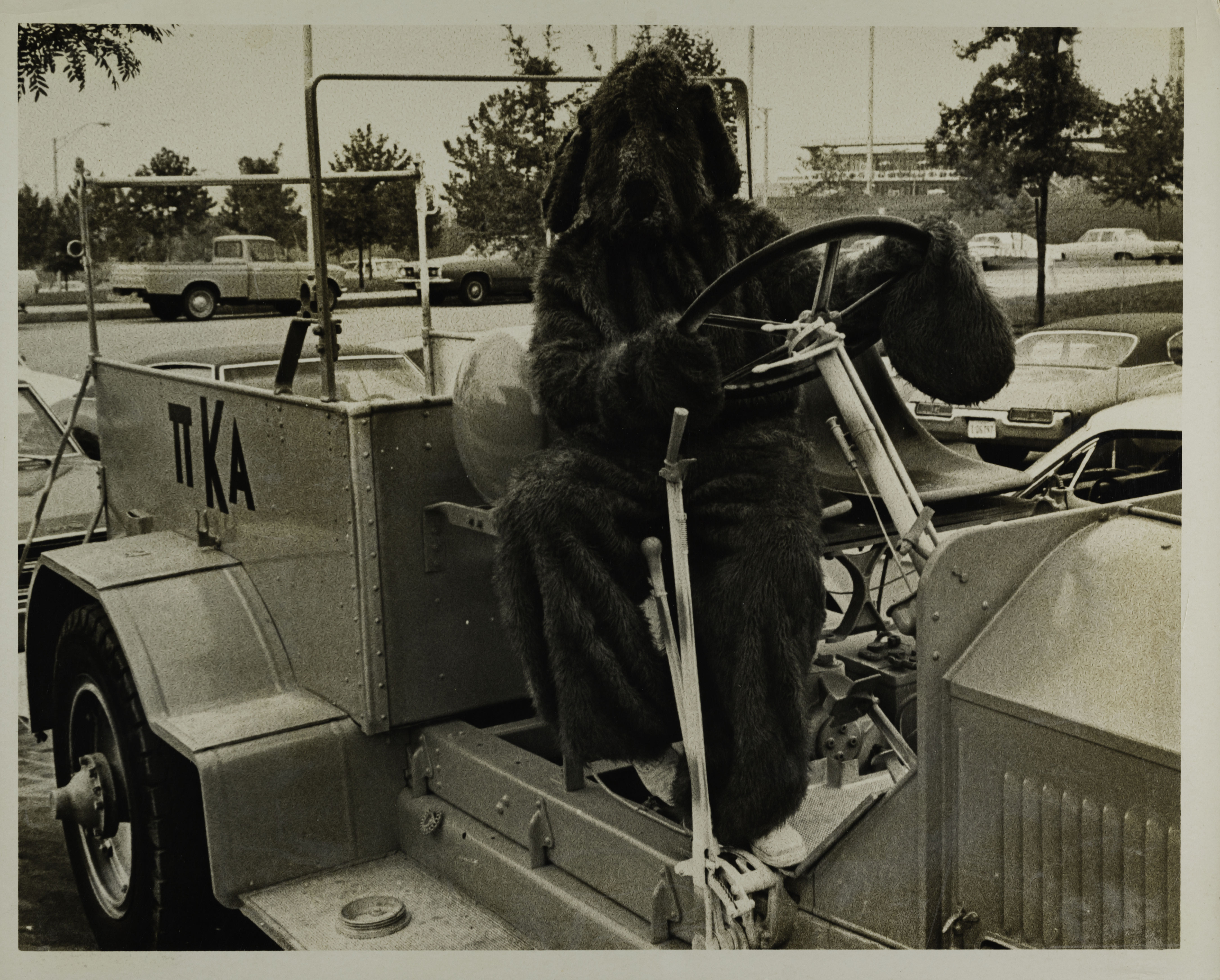 University of Tennessee Mascot "Smokey" on Zeta Chapter Fire Truck Photograph, 1972-1973