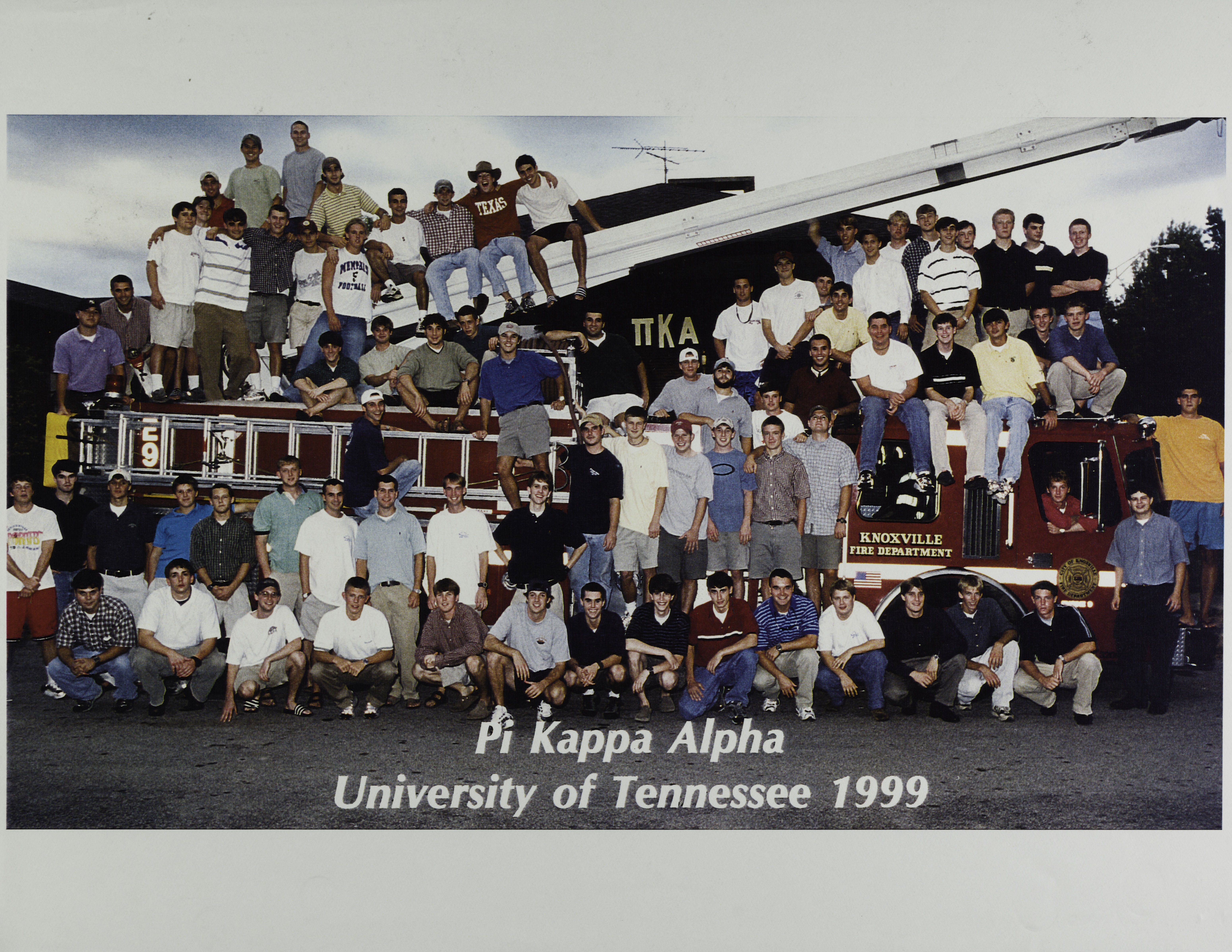 Zeta Chapter With Fire Truck Group Photograph, 1999