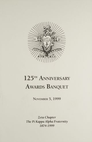 Zeta Chapter 125th Anniversary Awards Banquet Program 1, November 5, 1999