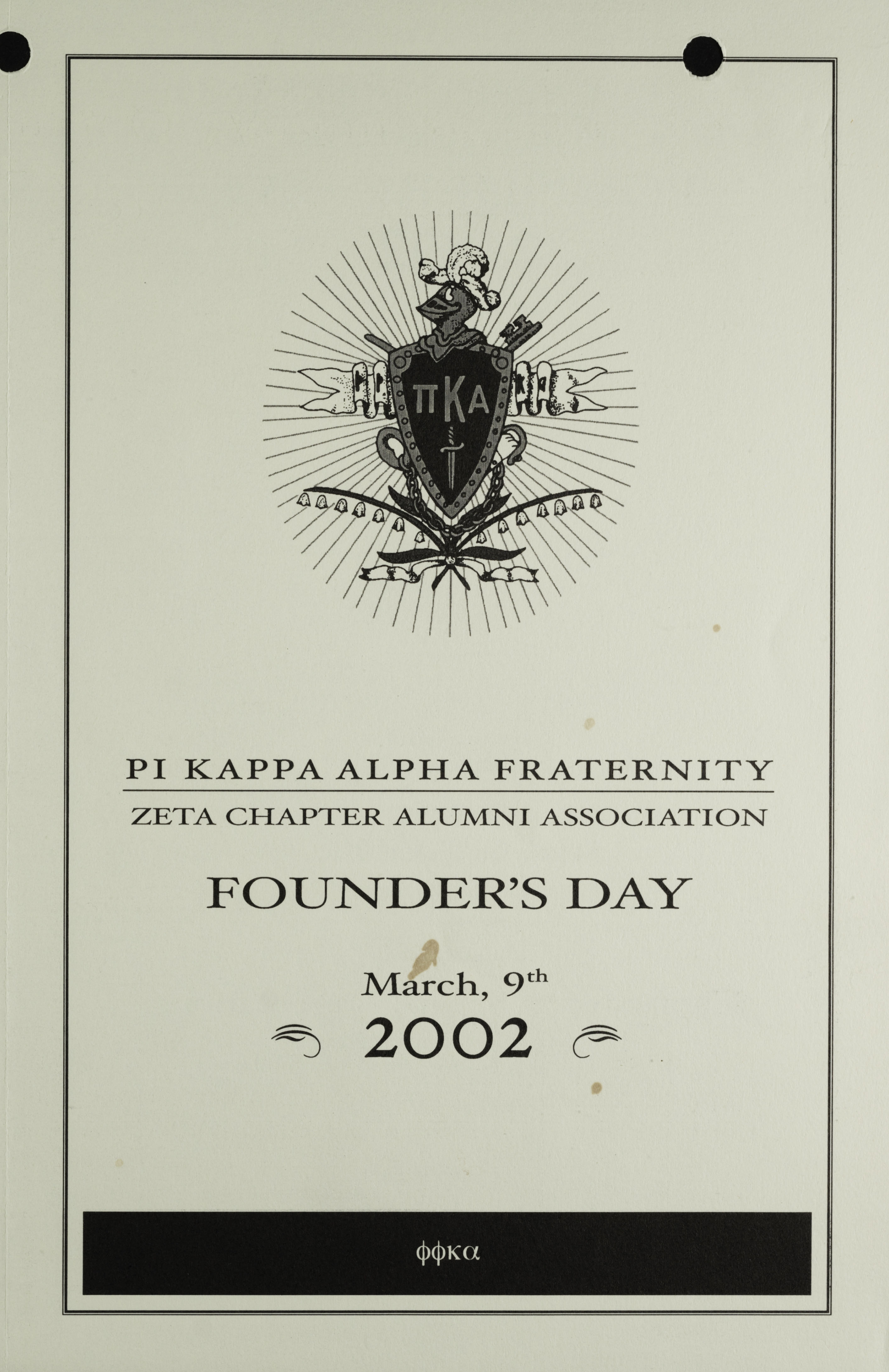 Zeta Chapter Founders' Day Banquet Program, March 9, 2002