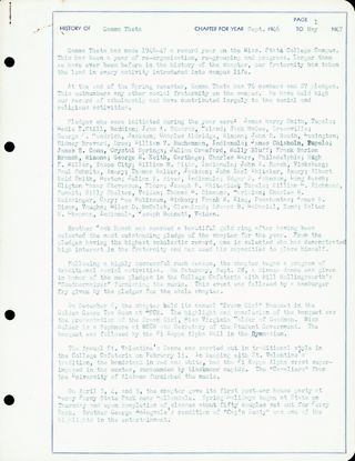 History of Gamma Theta Chapter, September 1946-May 1947