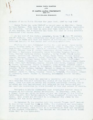 History of Gamma Theta Chapter Transcript, September 1946-May 1947