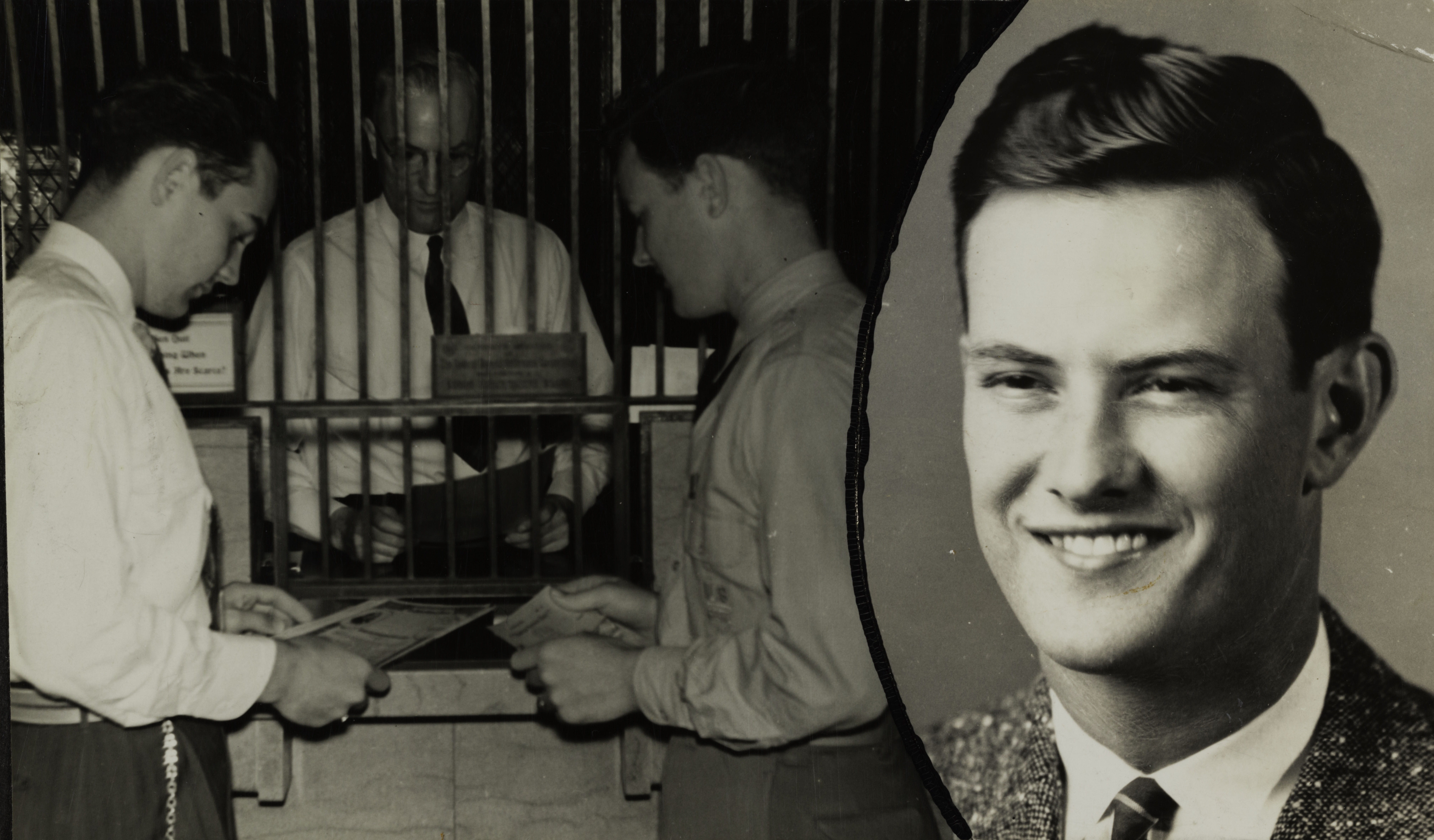 Two Unidentified Gamma Theta Chapter Members at Bank Photograph