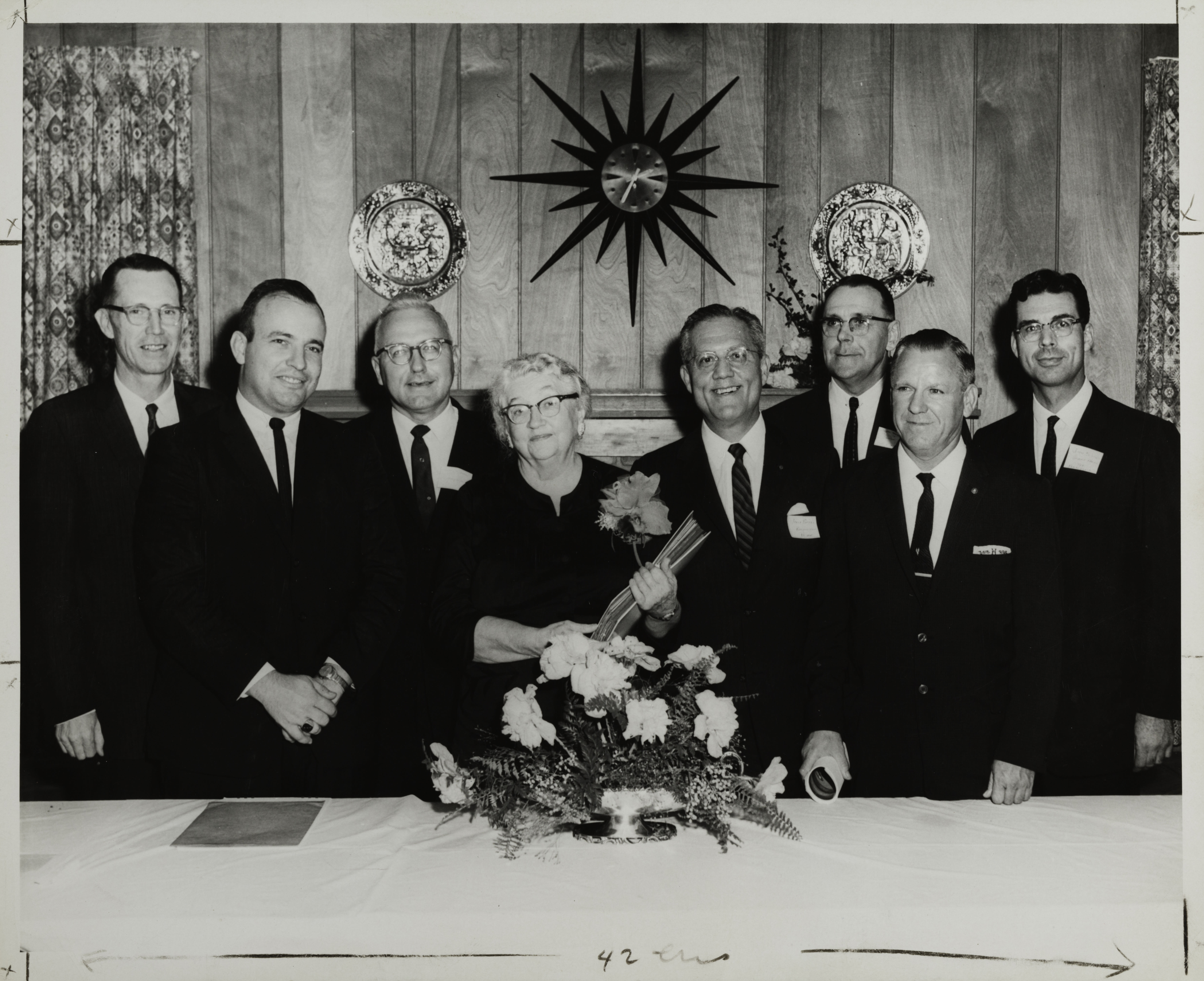 Pi Kappa Alpha Fraternity Officers With Mrs. Claiborne Photograph, c. 1940s