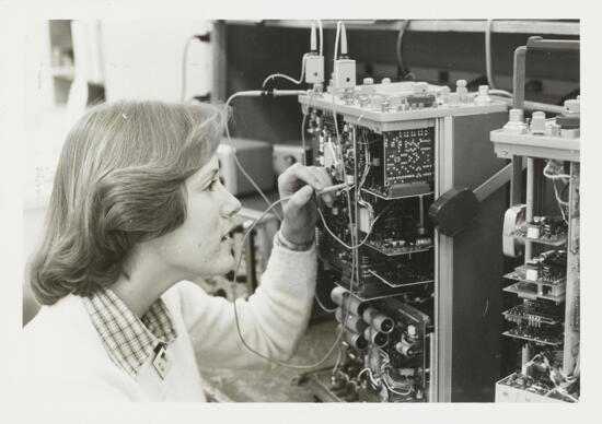 Nancy McLean Working with Electronics Photograph, circa 1981 (image)