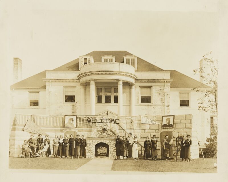 Alpha Zeta Chapter Members in Front of Chapter House Photograph Image