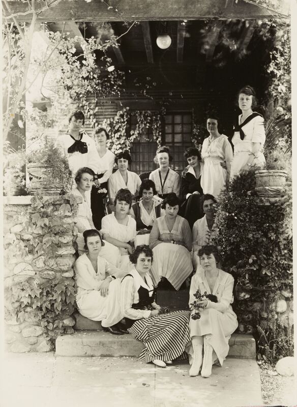 May 1918 Iota Sigma Members on Front Steps Photograph Image