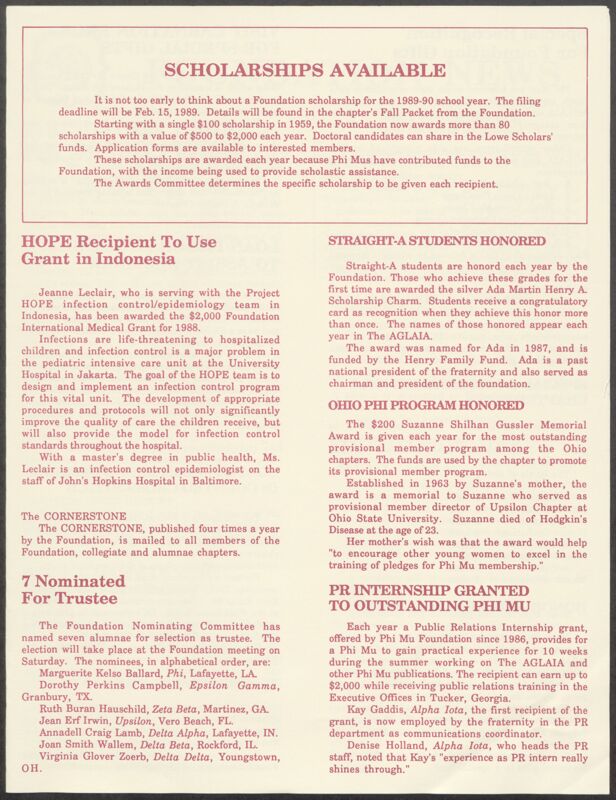 1988 Foundation News Newsletter Image