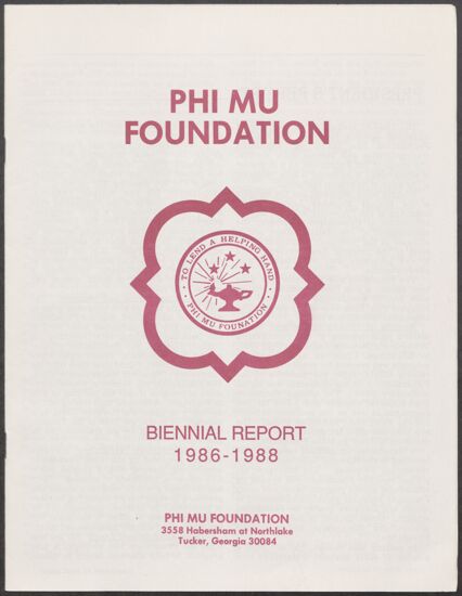 Phi Mu Foundation Biennial Report, 1986-1988 (image)