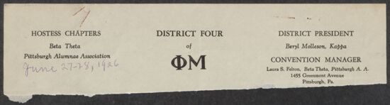 District Four Convention Minutes, June 27-28, 1926 (image)