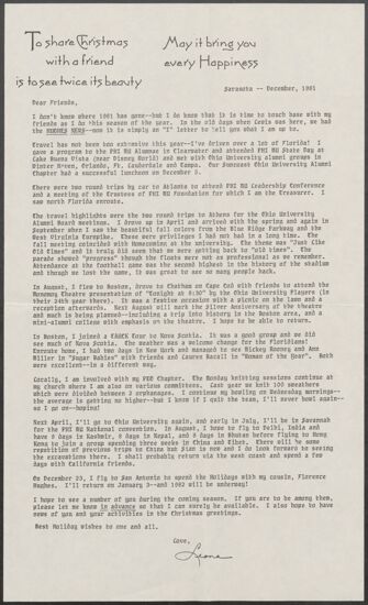 Leona Hughes Christmas Letter, December 1981 (image)