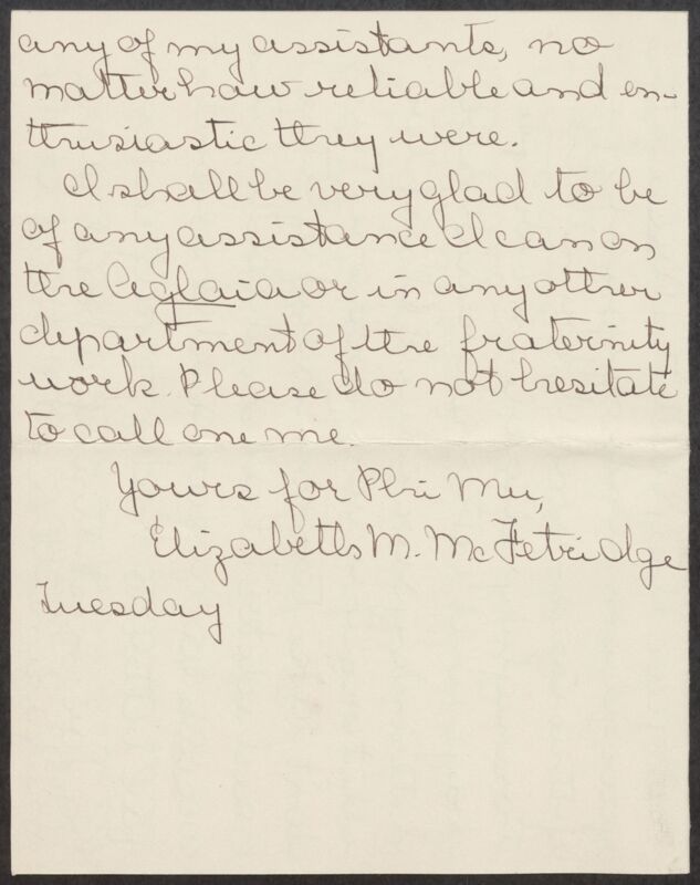 July 1912 Elizabeth M. McFetridge to Louise Monning Letter Image