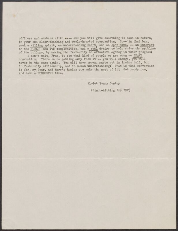 1946 Violet Young Gentry to Fran Letter Image