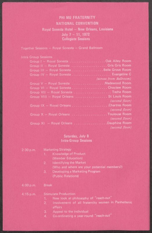 July 7-11 National Convention 1972 Collegiate Workshops & Intragroup Sessions Program Image