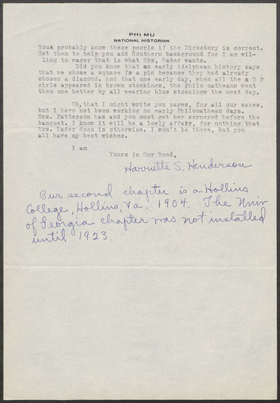 June 16 Harriette S. Henderson to Lila May Chapman Letter Image