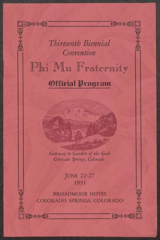 13th Biennial Convention Program, June 22-27, 1931 (Image)