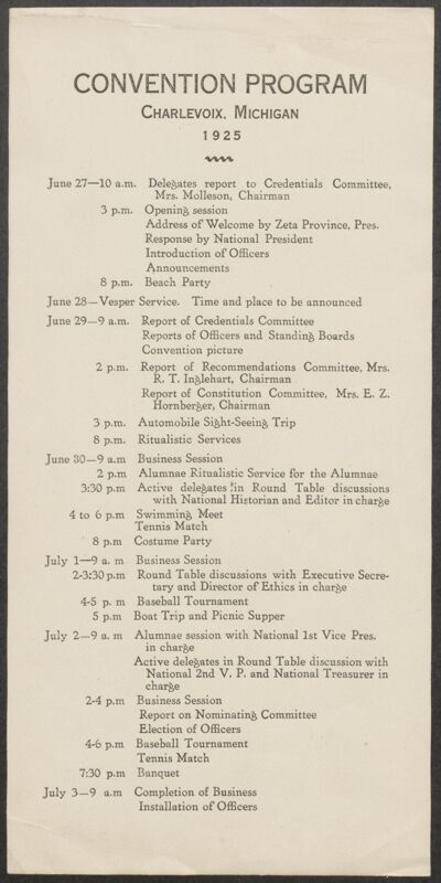 Convention Program, June 27-July 3, 1925 (Image)
