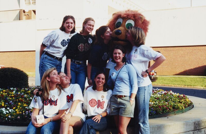 Alpha Gamma Members with Children's Hospital Mascot Photograph Image