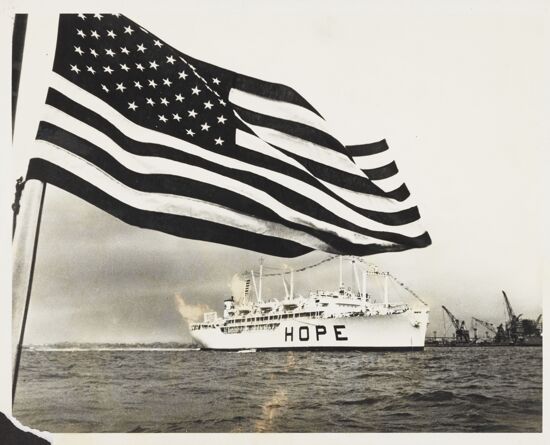 S.S. HOPE with American Flag Photograph, 1984 (image)