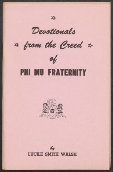 Devotionals from the Creed of Phi Mu Fraternity Booklet, 1954 (image)