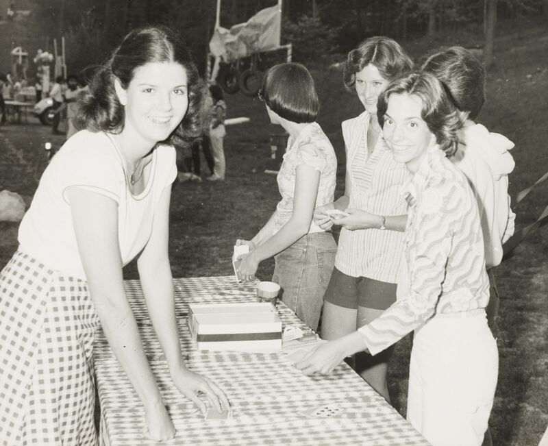 Spring 1977 Gamma Lambda Members at Campus Carnival Photograph Image