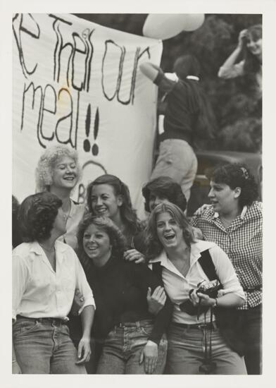 Beta Nu Members in Front of Homecoming Float Photograph, c. 1975-1979 (image)