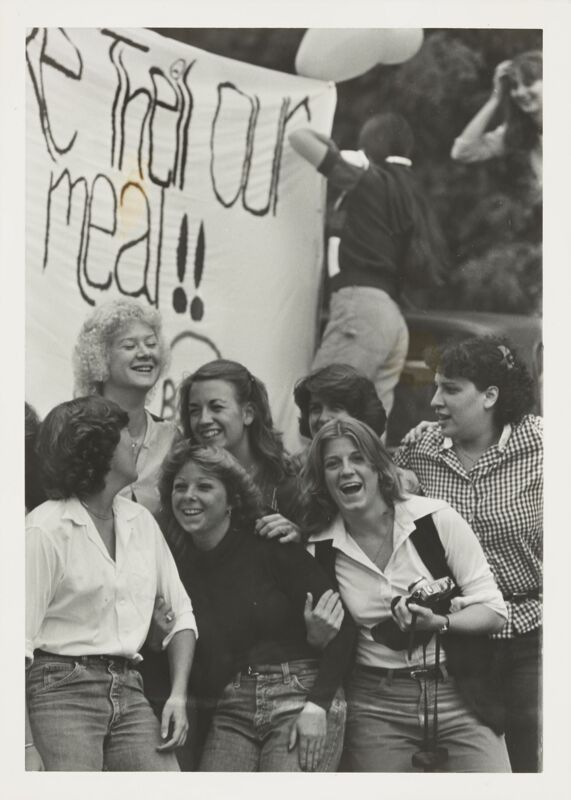 Beta Nu Members in Front of Homecoming Float Photograph, c. 1975-1979 (Image)
