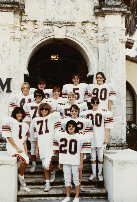 c. 1986 Alpha Omega Members in Football Uniforms Photograph Image