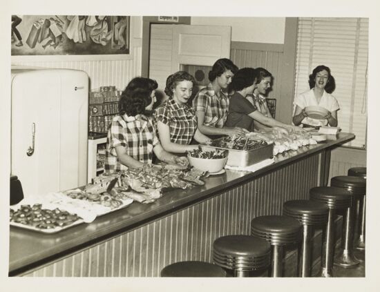 Alpha Lambda Informal Party in Cafeteria Photograph 1, circa 1945-1951 (image)