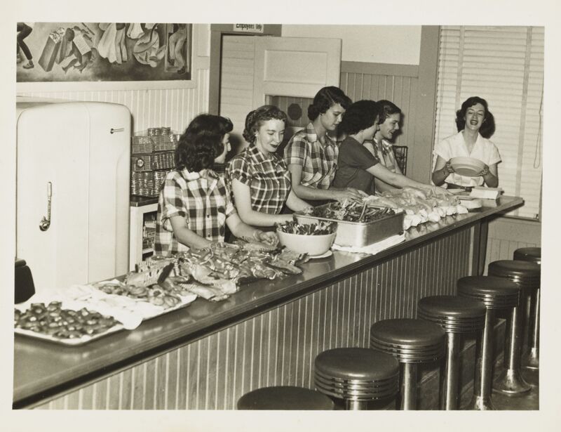circa 1945-1951 Alpha Lambda Informal Party in Cafeteria Photograph 1 Image