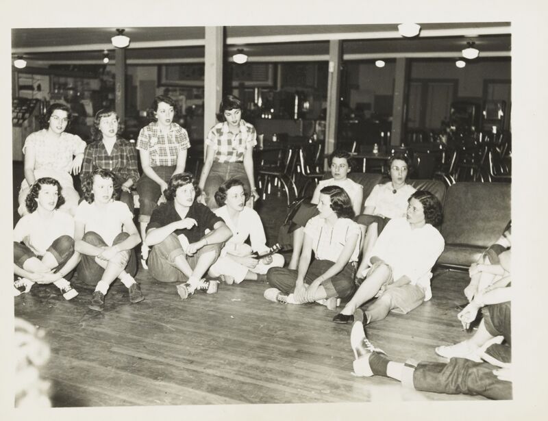 Alpha Lambda Informal Party in Cafeteria Photograph 3, circa 1945-1951 (Image)