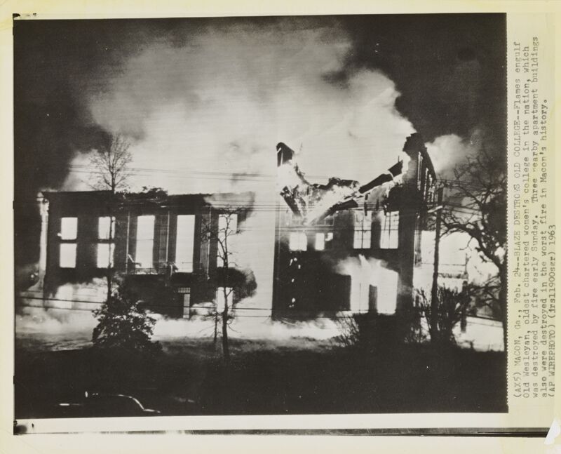 Wesleyan College Fire Photograph, February 24, 1963 (Image)
