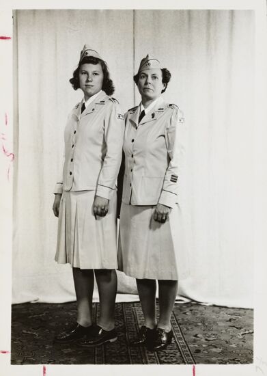 Barbara and Fay Beij in First Aid Corps Uniforms Photograph, c. 1940s (image)