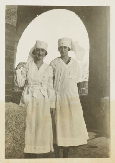 Jennie Crowell and Unidentified Woman in Red Cross Uniforms Photograph and Envelope, 1918 (image)