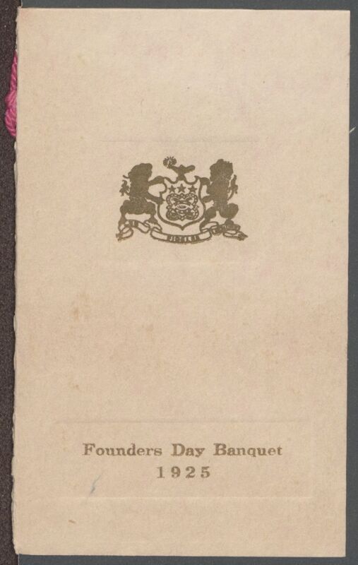 Zeta Gamma Founders' Day Banquet Program, March 28, 1925 (Image)