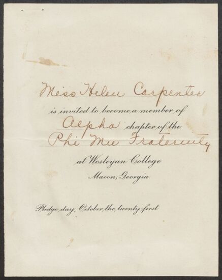 Helen Carpenter Bid Card, c. 1904-1914 (Image)