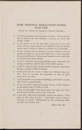 Some Personal Resolutions During War-Time (Image)