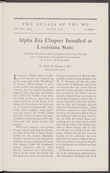 Alpha Eta Chapter Installed at Louisiana State (Image)