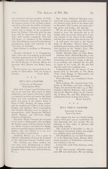 Active Chapter News: Zeta Eta Chapter, University of Minnesota, January 1935 (Image)