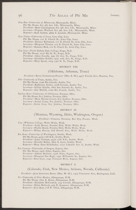 January 1935 Phi Mu Fraternity Directory Image