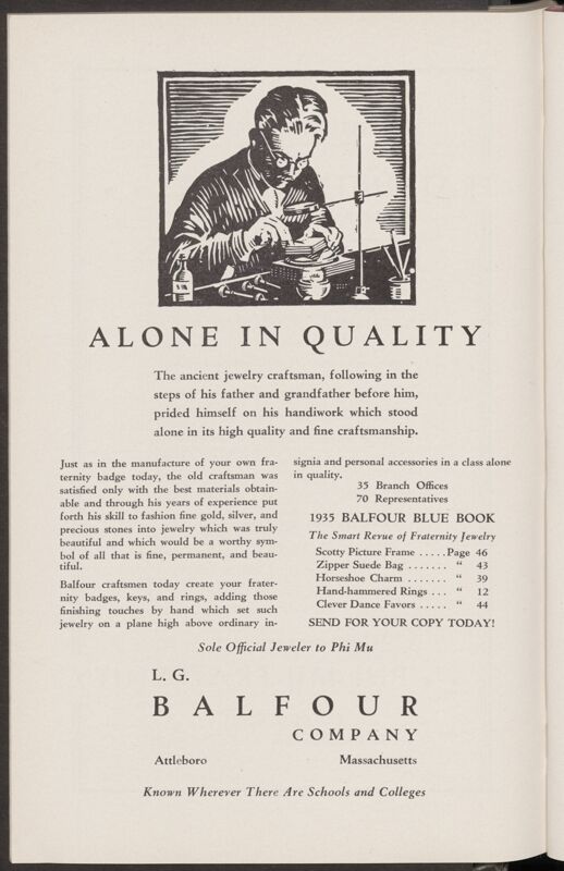 L.G. Balfour Company Advertisement Image