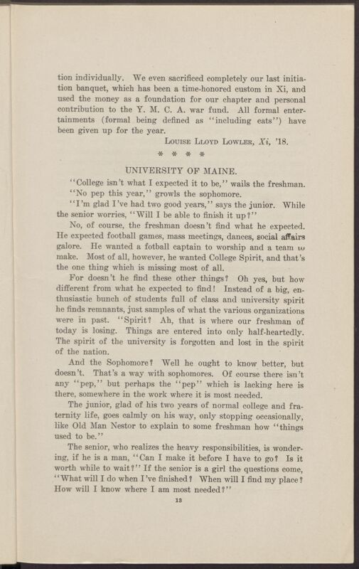 War and the Colleges - University of Maine (Image)