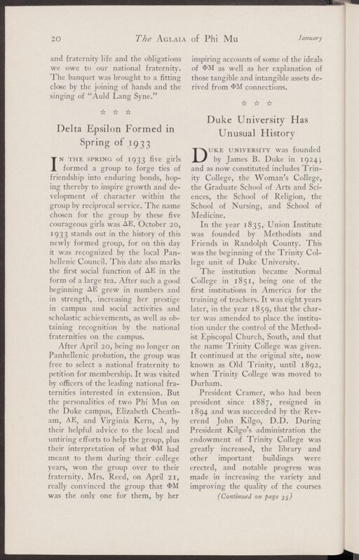 Delta Epsilon Formed in Spring of 1933 (Image)